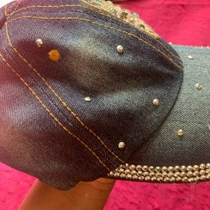 Custom denim Butterfly Gem hat
